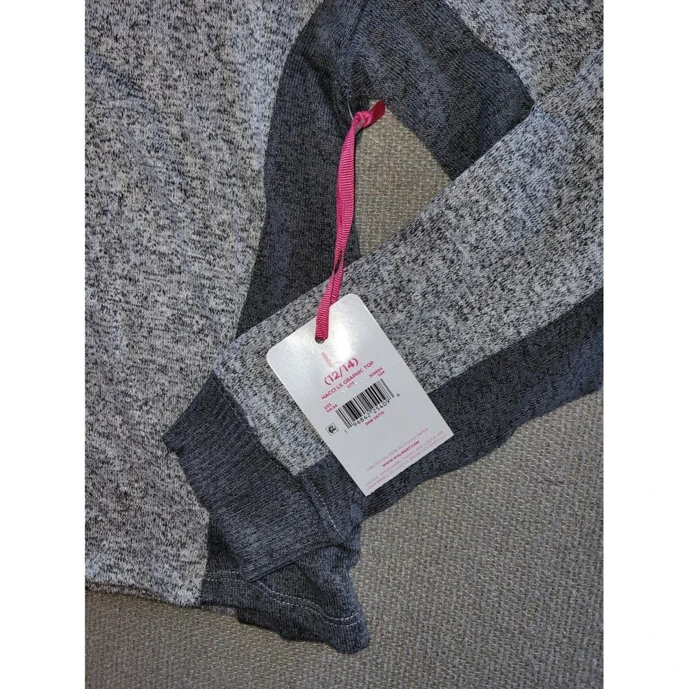 Justice Size Large 12/14 Gray Sweatshirt with Pastel Ombre Logo NWT